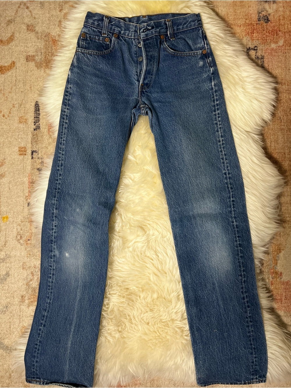 Women’s vintage Classic Straight-Leg Jeans - Blue- button fly